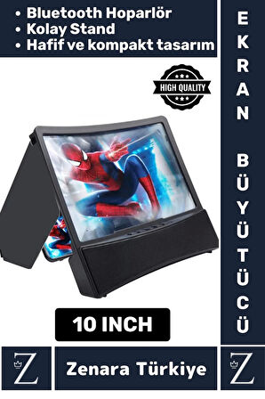 Premium Bluetoothlu Hoparlörlü Telefon Tablet Ekran Büyütücü Cep Telefonu Sabitleme Standı 10 Inch