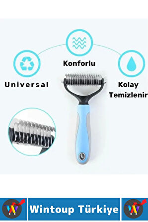 Kaymaz Kolay Tutuş Pet Kedi Köpek Masaj Etkili Evcil Hayvan Kıtık Açıcı Çift Taraflı Tarak