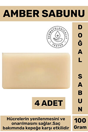 Doğal Güzel Kokulu Yenileyici Onarıcı Kepeğe Karşı Etkili Saç Güçlendirici Amber Sabunu 4 Adet
