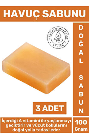 Doğal Güzel Kokulu Cilt Yüz Derinlemesine Temizlik Nemlendirici Yaşlanma Karşıtı Havuç Sabunu 3 Adet