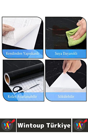 Kolay Temizlenir Isıya Dayanıklı Nem Kir Yağ Su Geçirmez Çok Şık Mermer Desenli Kaplama Kağıdı 5 Mtr