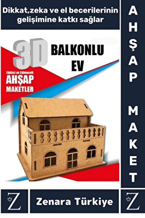 Premium Görsel Zeka El Becerisi Geliştirici Boyanabilir Puzzle Oyun Dekoratif Demonte Ahşap 3D Maket