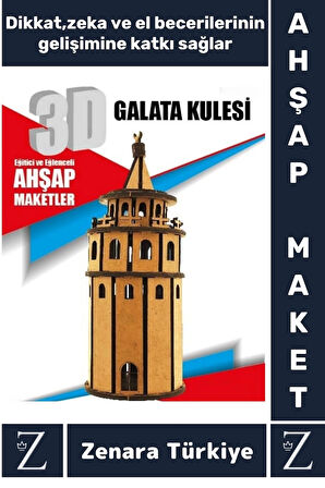 Premium Görsel Zeka El Becerisi Geliştirici Boyanabilir Puzzle Oyun Dekoratif Demonte Ahşap 3D Maket