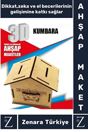 Premium Görsel Zeka El Becerisi Geliştirici Boyanabilir Puzzle Oyun Dekoratif Demonte Ahşap 3D Maket