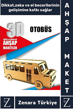 Premium Görsel Zeka El Becerisi Geliştirici Boyanabilir Puzzle Oyun Dekoratif Demonte Ahşap 3D Maket