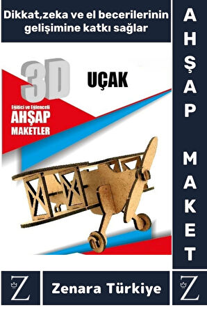 Premium Görsel Zeka El Becerisi Geliştirici Boyanabilir Puzzle Oyun Dekoratif Demonte Ahşap 3D Maket