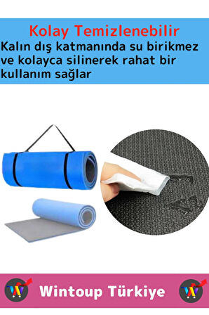 Özel Çift Taraflı Kaymaz Silinebilir Yoga Meditasyon Fitness Kamp Minderi 6,5Mm Askılı Mat 2'li Set