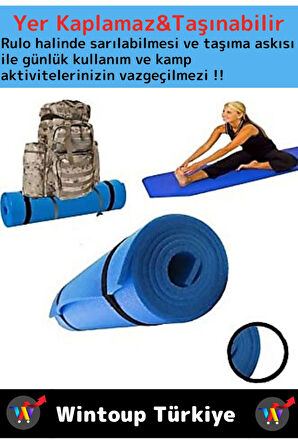 Özel Çift Taraflı Kaymaz Silinebilir Yoga Meditasyon Fitness Kamp Minderi 6,5Mm Askılı Mat 2'li Set