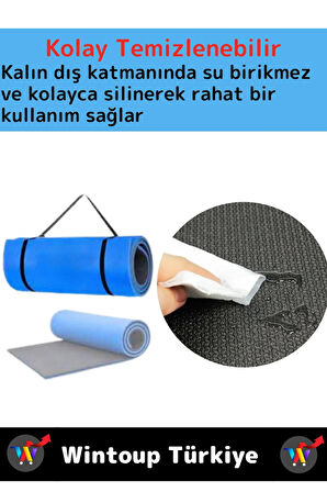 Özel Çift Taraflı Kaymaz Silinebilir Yoga Meditasyon Fitness Kamp Minderi 6,5Mm Askılı Mat 2'li Set
