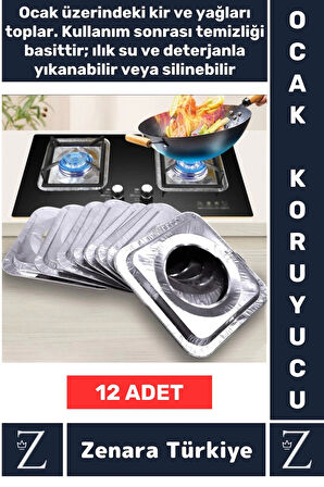 Premium Uzun Ömürlü Dayanıklı Kolay Temizlenir Ocak Kir Yağ Önleyici Alüminyum Koruyucu Folyo 12 Adt