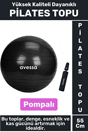 Premium Dayanıklı Fitness Egzersiz Aerobik Pilates Şişirme Pompası  55 Cm Pi̇lates Topu