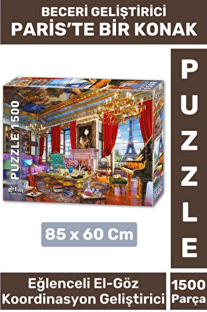 Premium Eğlenceli El Göz Koordinasyon Hafıza Beceri Geliştirici 1500 Parça PUZZLE PARİS'TE BİR KONAK
