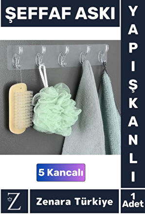 Premium Çok Fonksiyonlu Mutfak Banyo Askısı İz Bırakmaz Kendinden Yapışkanlı 5 Kancalı Askı Seti