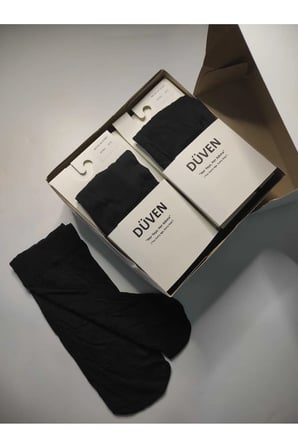 12'li Kadın Siyah Orta Kalın Mevsimlik Muz 40 Den Soket Kısa Çorap ( 12 Piece bobby socks )