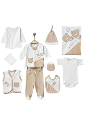 10 Parça Pamuklu Erkek Bebek Hastane Çıkış Seti / Yenidoğan Bebek Kıyafeti / Yenidoğan Hediyesi