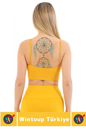 Göğüs Toparlayıcı Sarkma Önleyen Gündelik Spor Kullanım Şık İnce Askılı Pedli Çizgili Crop Büstiyer