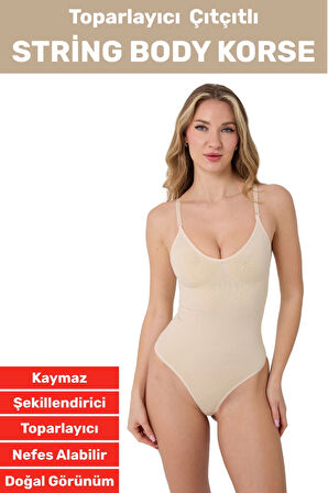 Özel Üretim İz İç Göstermez Kaymaz Sıkılaştırıcı Toparlayıcı Çıtçıtlı String Body Korse