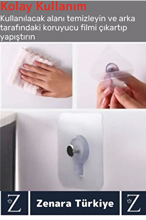 Premium Suya Neme Ekstra Dayanıklı Montajsız Banyo Mutfak Ultra Güçlü Vantuzlu Askı 10 Adet