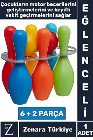 Eğitici Motor Beceri Koordinasyon Geliştirici Keyifli Vakit 6+2 Parça Çocuk Eğlenceli BOWLİNG SETİ