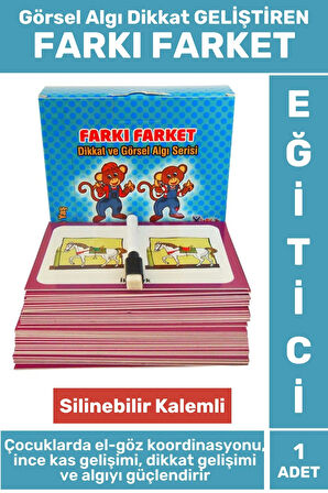 Premium Tüm Yaşlar Eğlenceli El-Göz Koordinasyonu Görsel Algı Dikkat Kavram Geliştiren FARKI FARKET