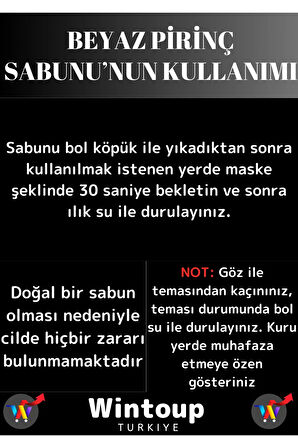 Özel Üretim %100 Doğal Proteinli Cildi Besleyici Tüm Vücut İçin Uygun Beyaz Pirinç Sabunu 1 Adet