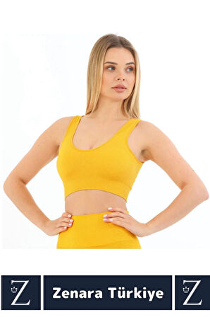 Özel Model Göğüs Toparlayan Sarkma Önleyen Gündelik Spor Kullanım Kalın Askılı Fitilli Crop Büstiyer