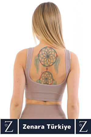 Özel Model Göğüs Toparlayan Sarkma Önleyen Gündelik Spor Kullanım Kalın Askılı Fitilli Crop Büstiyer