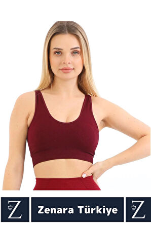 Özel Model Göğüs Toparlayan Sarkma Önleyen Gündelik Spor Kullanım Kalın Askılı Fitilli Crop Büstiyer