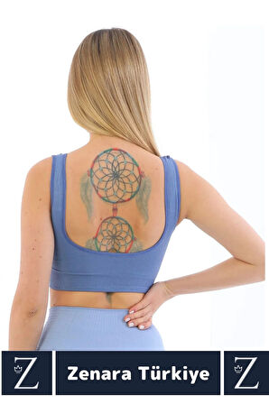 Özel Model Göğüs Toparlayan Sarkma Önleyen Gündelik Spor Kullanım Kalın Askılı Fitilli Crop Büstiyer