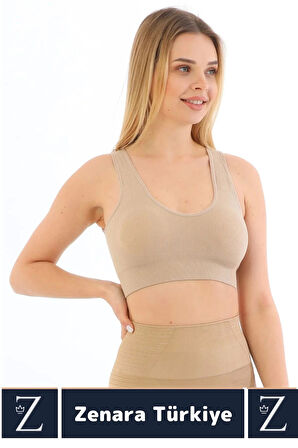 Özel Model Göğüs Toparlayan Sarkma Önleyen Gündelik Spor Kullanım Kalın Askılı Fitilli Crop Büstiyer