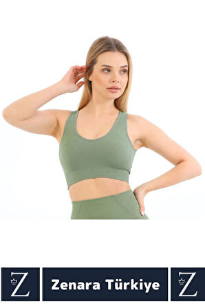 Özel Model Göğüs Toparlayan Sarkma Önleyen Gündelik Spor Kullanım Kalın Askılı Fitilli Crop Büstiyer