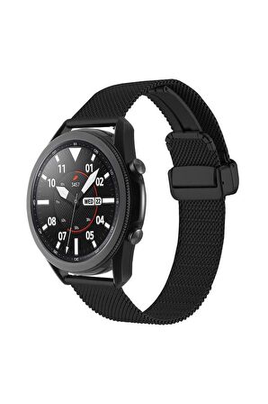 Gear S3 (22mm) Uyumlu KRD-85 Metal Otomatik Mekanizmalı Klips Kordon