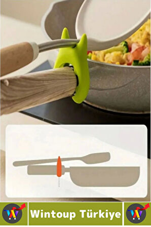Yüksek Isıya Dayanklı Kaymaz Hijyenik Güvenli Pratik Spatula Çatal Tava Tencere Silikon Kaşık Tutucu