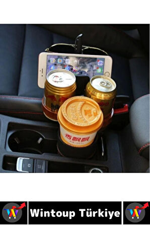 Oto Bardaklık Kullanım Kablo Geçişli Küçük Eşya Bardak Ayarlanabilir Araç İçi Çoklu Bardak Tutacağı