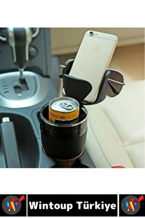 Oto Bardaklık Kullanım Kablo Geçişli Küçük Eşya Bardak Ayarlanabilir Araç İçi Çoklu Bardak Tutacağı