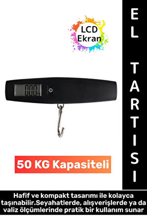 Çok Amaçlı Seyahat Bavul Ağırlık Ölçme Dijital LCD Ekran Max 50 Kg Taşınabilir Bagaj El Tartısı
