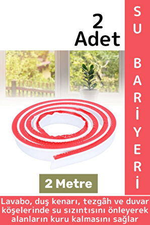 Uzun Ömürlü Lavabo Duş Kenarı Su Sızıntısı Önleyen Kendinden Yapışkanlı Su Bariyeri 2 Metre X 2 Adet