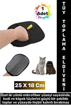 Yeni Nesil Ergonomik Çift Yönlü Mikrofiber Evcil Hayvan Kedi Köpek Tüy Toplama Eldiveni 25 x 18 Cm