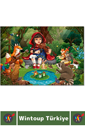 Premium Seri Eğlenceli El Göz Koordinasyon Beceri Geliştirici Çocuk 2X50 Parça PUZZLE ORMANDAKİ KIZ