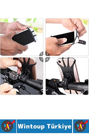 Kolay Kullanım 4-6 İnç Telefon Uyumlu Açısı Ayarlanabilir Esnek Silikon Bisiklet Telefon Tutucu