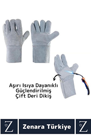Dayanıklı Kaynak Yangın Mangal Tamir İş Su Geçirmez Yüksek Isıya Dayanıklı Çok Amaçlı Deri Eldiven