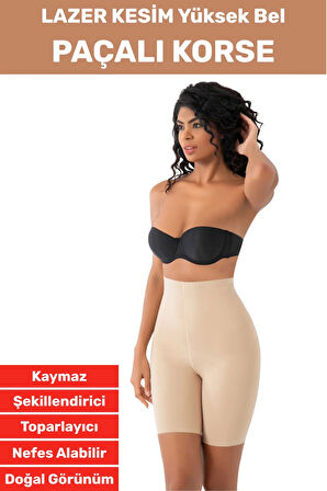 İz İç Göstermez Kaymaz Sıkılaştırıcı Vücut Şekillendirici LAZER KESİM Yüksek Bel Paçalı Korse