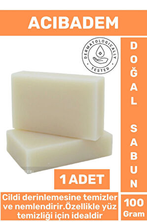 Doğal Güzel Kokulu Derinlemesine Cilt Yüz Temizleyici Nemlendirici Organik Acıbadem Sabunu 1 Adet