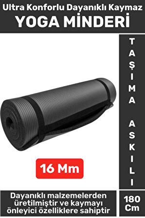 Premium Dayanıklı Konforlu Kaymaz Fitness Yoga Aerobik Meditasyon Pi̇lates Mi̇nderi̇ 16 Mm
