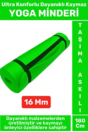 Premium Dayanıklı Konforlu Kaymaz Fitness Yoga Aerobik Meditasyon PİLATES MİNDERİ 16 Mm