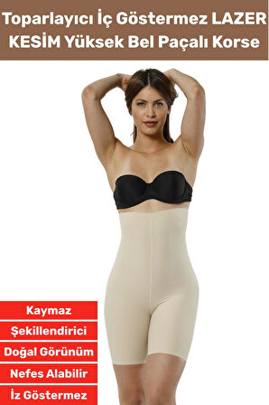 Özel Üretim İz İç Göstermez Kaymaz Sıkılaştırıcı Şekillendirici LAZER KESİM Yüksek Bel Paçalı Korse