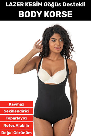 İz İç Göstermez Kaymaz Sıkılaştırıcı Vücut Şekillendirici LAZER KESİM Gögüs Destekli Body Korse
