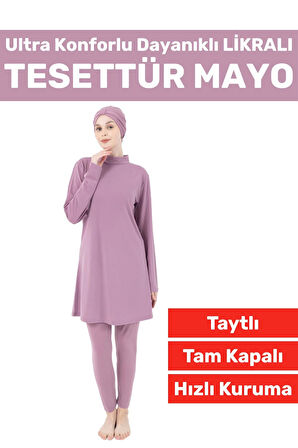 Premium Yüksek Kalite Konforlu Fermuarlı Tam Kapalı Yüzücü Deniz Havuz Taytlı Likralı TESETTÜR MAYO