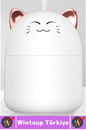 Portatif Sessiz Çalışır Şık Sevimli Kedi Tasarımlı Humidifier USB Şarjlı Oda Hava Nemlendirici 250ML