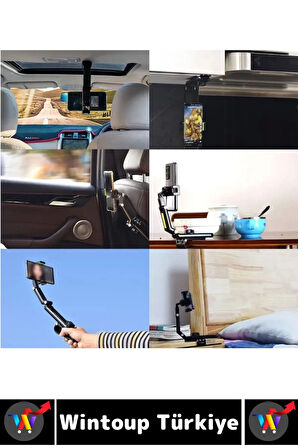 Kompakt Dayanıklı Dik Yatay Kullanım 1080 Derece Ayarlanabilir Çok Açılı Araç İçi Telefon Tutucu